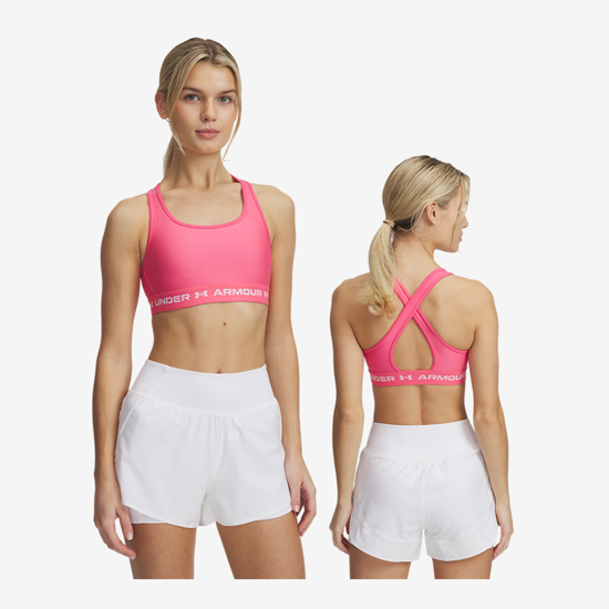 UNDER ARMOUR ž trening top 1361034-672 MID CROSSBACK SPORTS BRA super pink white