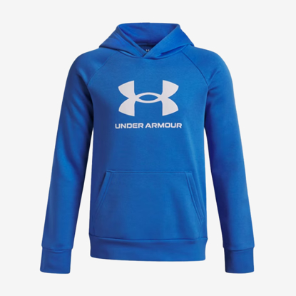 UNDER ARMOUR otr kapucar 1379791-452 RIVAL FLEECE BIG LOGO BOY'S HOODIE blue atlantis white