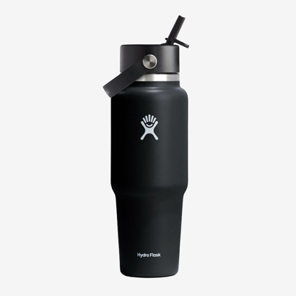 HYDRO FLASK WIDE MOUTH TRAVEL BOTTLE WITH FLEX STRAW CAP WT32BFS001 946ml black