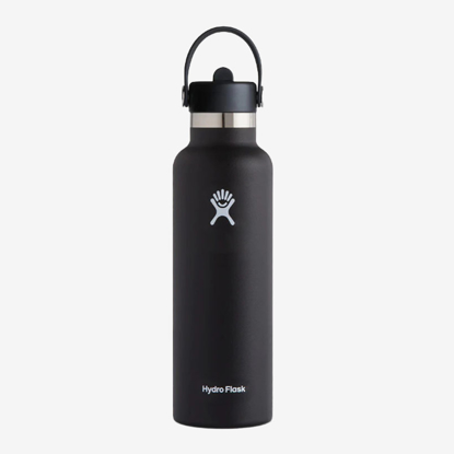 HYDRO FLASK 21 oz STANDARD MOUTH WITH FLEX STRAW CAP S21FS001 621 ml black