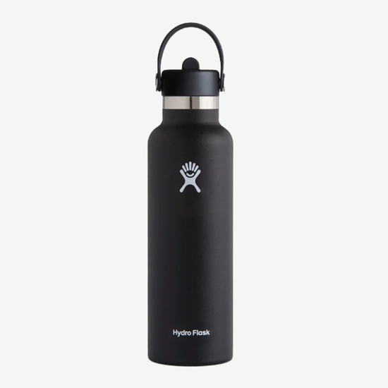 HYDRO FLASK 21 oz STANDARD MOUTH WITH FLEX STRAW CAP S21FS001 621 ml black