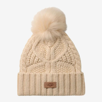 UGG kapa 100819 CABLE BEANIE WITH POM cream