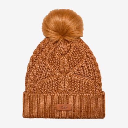 UGG kapa 100819 CABLE BEANIE WITH POM chestnut