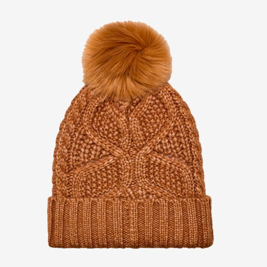 UGG kapa 100819 CABLE BEANIE WITH POM chestnut