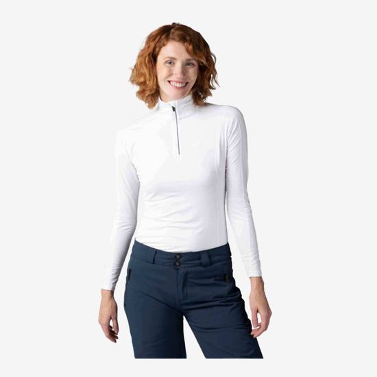 ROSSIGNOL ž smučarski puli RLMWL08 100 WOMEN'S CLASSIQUE HALF-ZIP BASELAYER TOP white