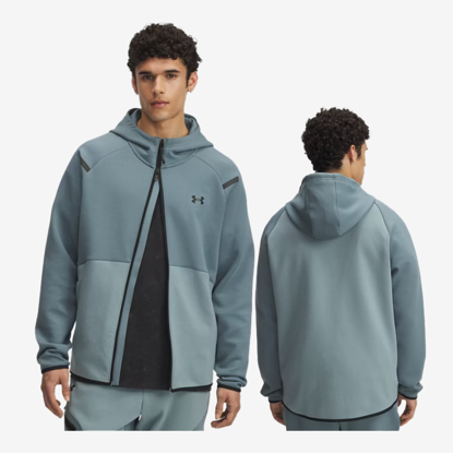 UNDER ARMOUR m jopica 1389352-587 UNSTOPPABLE FLEECE FULL-ZIP HOODIE jasper blue  serpentine black