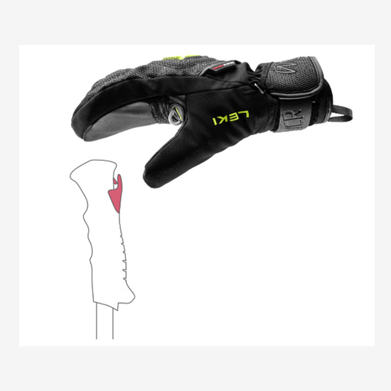 LEKI otr smučarske rokavice 654803801 WCR C-TECH 3D JUNIOR MITT black ice lemon