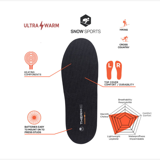 THERMIC grelni vložek T44-0201-200 SET HEAT FLAT INSOLE AND C-PACK 1300 B BATTERIES black