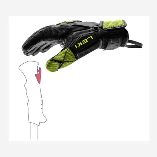 LEKI odr smučarske rokavice 654804301 WCR VENOM DH 3D black green