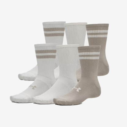 UNDER ARMOUR nogavice 1387058-203 ESSENTIAL 6-PACK CREW SOCKS timberwolf taupe stone