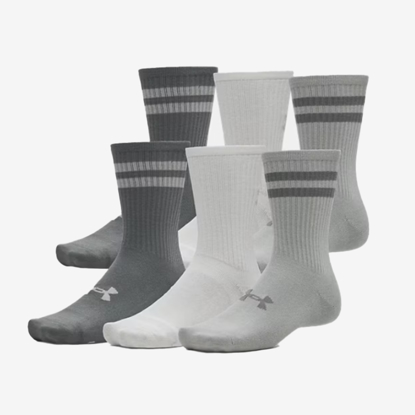 UNDER ARMOUR nogavice 1387058-069 ESSENTIAL 6-PACK CREW SOCKS titanium clay green