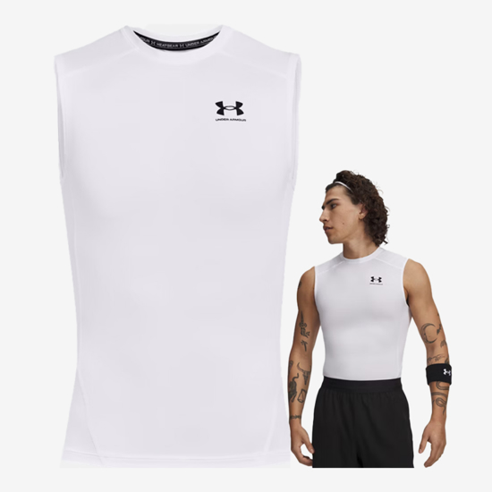 UNDER ARMOUR m majica 1361522-100 HG ARMOUR COMPRESSION SLEEVELESS white black