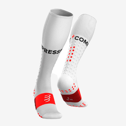 COMPRESSPORT tekaške nogavice SU00004B 001 FULL SOCKS RUN white