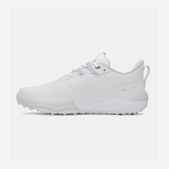 UNDER ARMOUR m golf čevlji 6006117-100 DRIVE PRO CLONE SPIKELESS white metallic silver