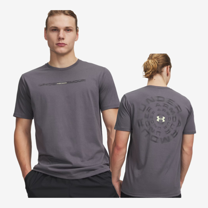 UNDER ARMOUR m majica 6009248-025 BLUR WORDMARK SHORT SLEEVE castlerock fade green