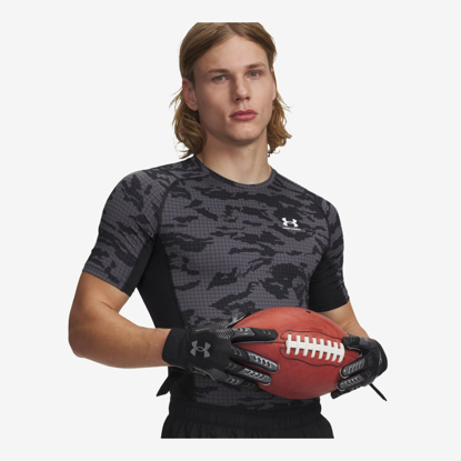 UNDER ARMOUR m majica  6009657-001 HEATGEAR PRINTED SHORT SLEEVE black castlerock white