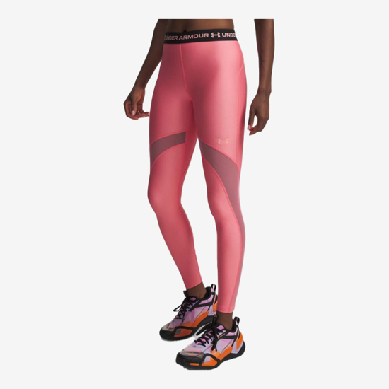 UNDER ARMOUR ž legice 6010009-600 HEATGEAR MESH COMPRESSION LEGGINGS bittersweet pink white