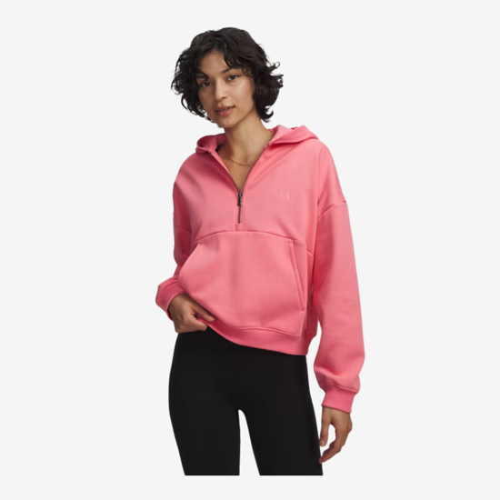 UNDER ARMOUR ž kapucar 6012843-600 ICON FLEECE 1/2 ZIP HOODIE bitersweet pink white