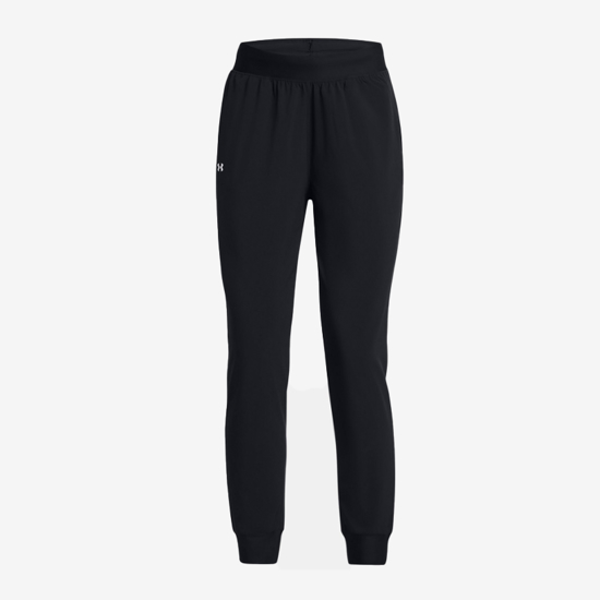 UNDER ARMOUR ž hlače 1382727-001 UA RIVAL HIGH-RISE WOVEN PANTS black white