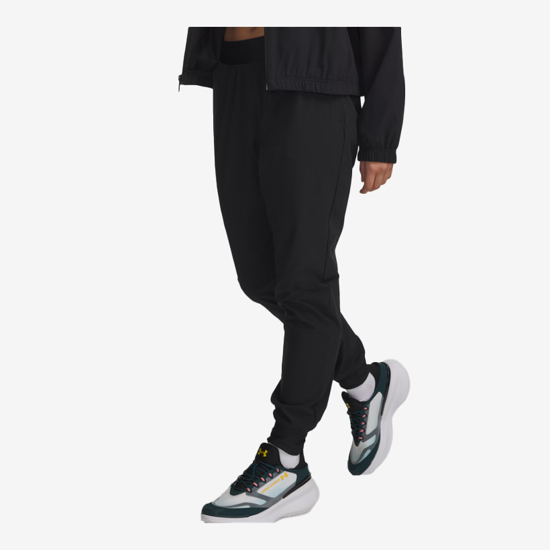 UNDER ARMOUR ž hlače 1382727-001 UA RIVAL HIGH-RISE WOVEN PANTS black white