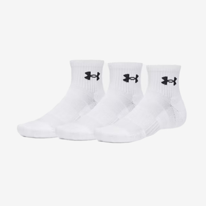 UNDER ARMOUR nogavice 6009686-100 PERFORMANCE COTTON 3-PACK QUARTER SOCKS white ultimate black