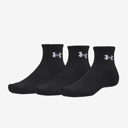 UNDER ARMOUR nogavice 6009686-008 PERFORMANCE COTTON 3-PACK QUARTER SOCKS ulitmate black white