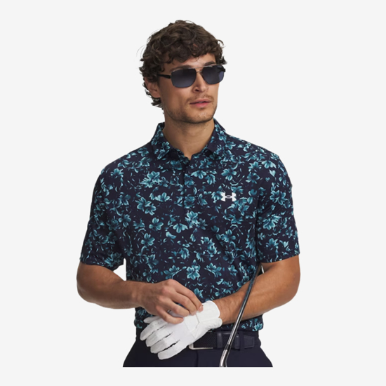 UNDER ARMOUR m golf majica 6009800-411 UA MATCHPLAY PRINTED midnight navy blue haze white