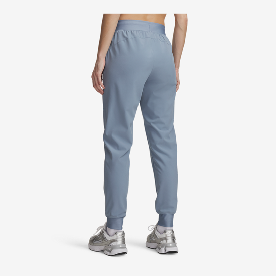 UNDER ARMOUR ž hlače 1382727-448 UA RIVAL HIGH-RISE WOVEN PANTS blue wind black