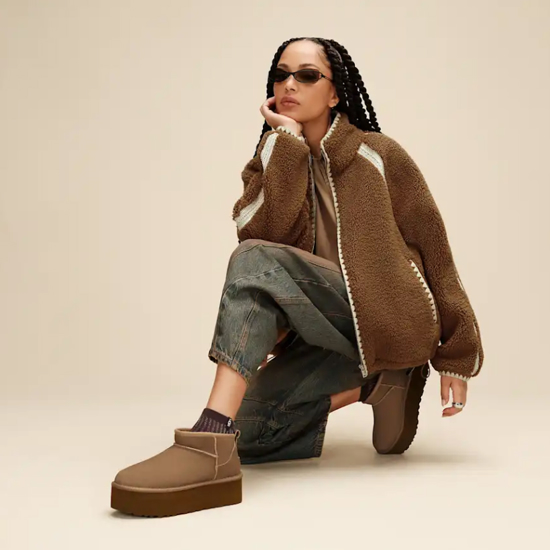 UGG ž škornji 1135092 CLASSIC ULTRA MINI PLATFORM light bronze