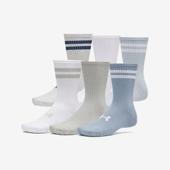 UNDER ARMOUR nogavice 1387058-034 ESSENTIAL 6-PACK CREW SOCKS blue fog blue wind white