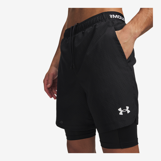 UNDER ARMOUR m hlače 6013950-001 VANISH WOVEN 2.0 2IN1 SHORTS black white