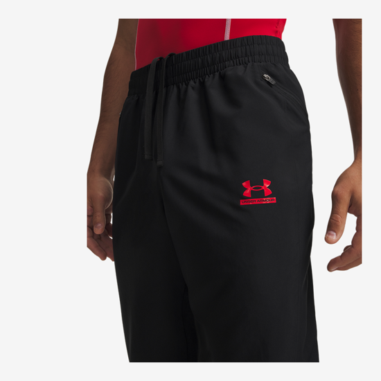 UNDER ARMOUR m hlače 6011268-002 TECH SPORT PANTS black racer red