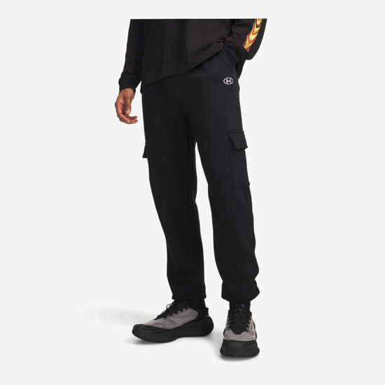 UNDER ARMOUR m hlače 6013443-008 UNSTOPPABLE FLEECE CARGO JOGGERS ultimate black white