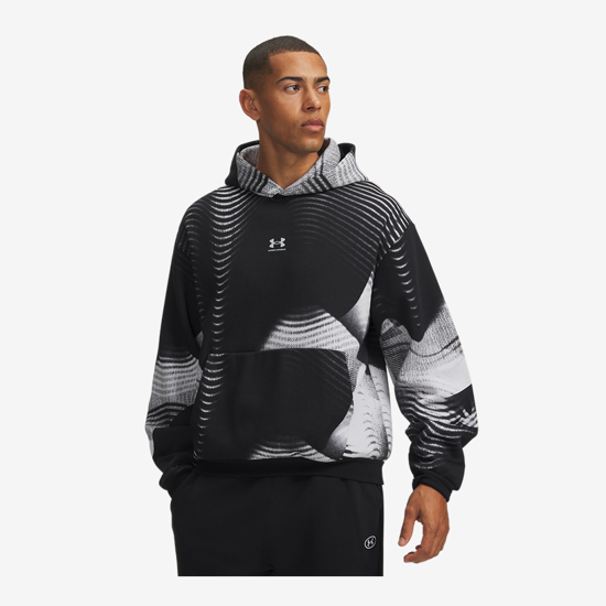 UNDER ARMOUR m kapucar 6016615-008 ICON FLEECE PRINTED HOODIE ultimate black white reflective
