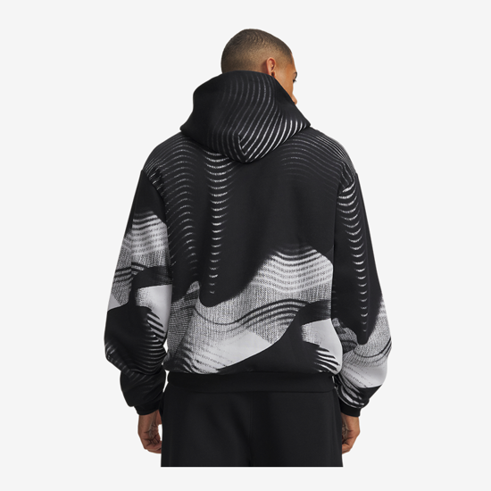 UNDER ARMOUR m kapucar 6016615-008 ICON FLEECE PRINTED HOODIE ultimate black white reflective