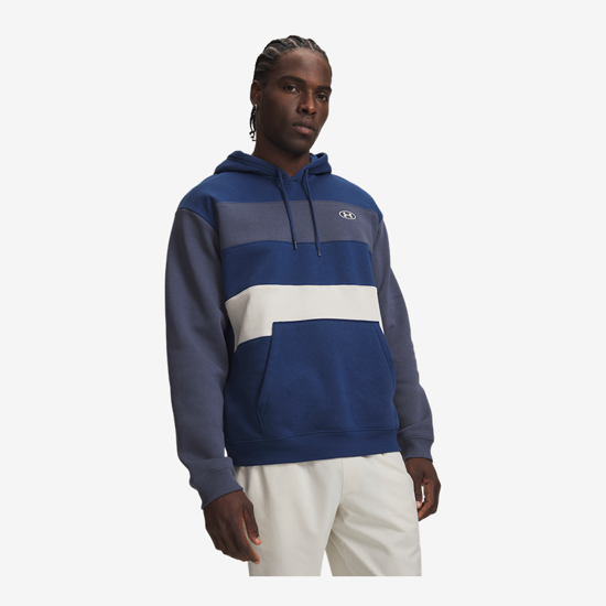 UNDER ARMOUR m kapucar 6014762-997 RIVAL FLEECE STRIPED HOODIE blackout navy downpour gray summit white