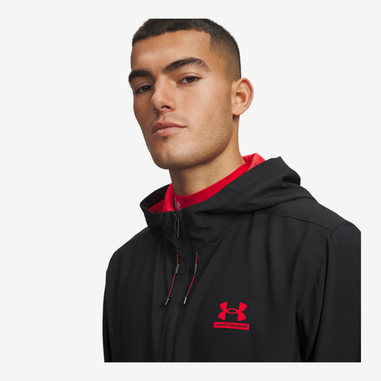UNDER ARMOUR m jakna 6011267-002 TECH SPORT WOVEN JACKET black racer red