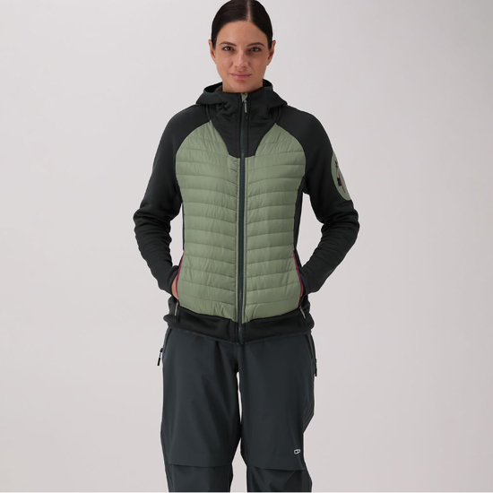 CMP ž jakna 36E1326 E624 HYBRID JACKET WITH FIXED HOOD green tea