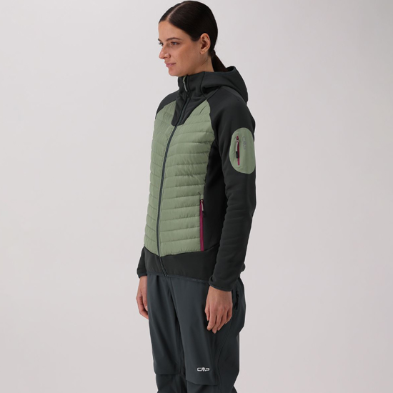 CMP ž jakna 36E1326 E624 HYBRID JACKET WITH FIXED HOOD green tea