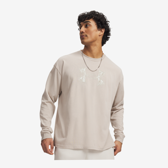 UNDER ARMOUR m majica 6013621-200 HEAVYWEIGHT UNSTOPPABLE LONG SLEEVE highland buff summit white
