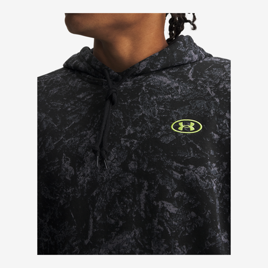 UNDER ARMOUR m kapucar 6013452-008 RIVAL FLEECE PRINTED ultimate black green citrine