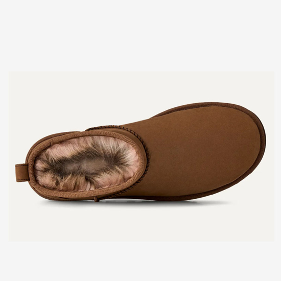 UGG ž škornji 1184556 CLASSIC ULTRA MINI NUBUCK dark chestnut