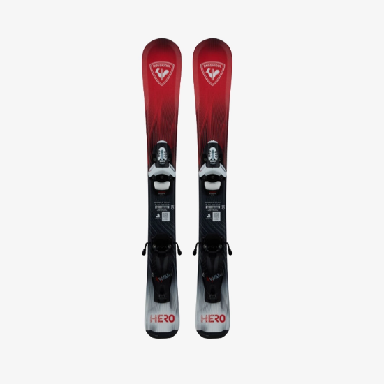 ROSSIGNOL otr smučarski set HERO KID PRE-DRILLED SKIS + TEAM 4 black red white