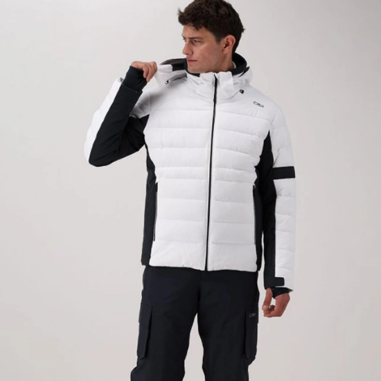 Moška bunda za smučanje 36W0877 A001 SKI JACKET WITH DETACHABLE HOOD bianco