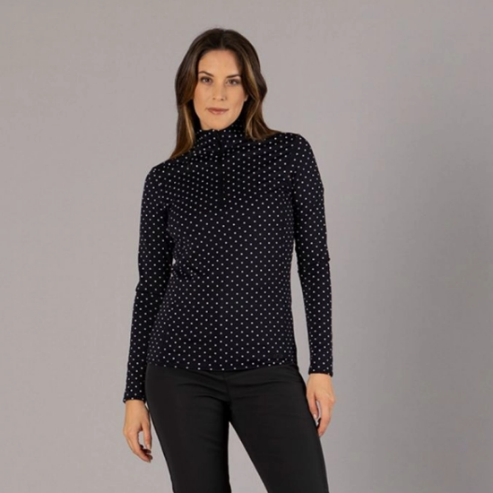 Ženska majica - puli 34L4306 20ZS SOFTECH TURTLENECK WITH ALLOVER PRINT nero bianco